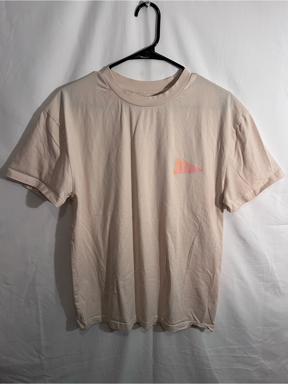 Classic Crewneck Tee in Pale Beige with Subtle Logo
